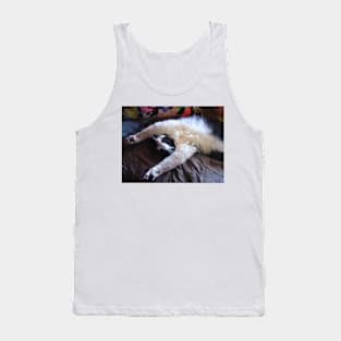 Tuxedo Cat Funny Cute Sleeping Upside-Down Tank Top